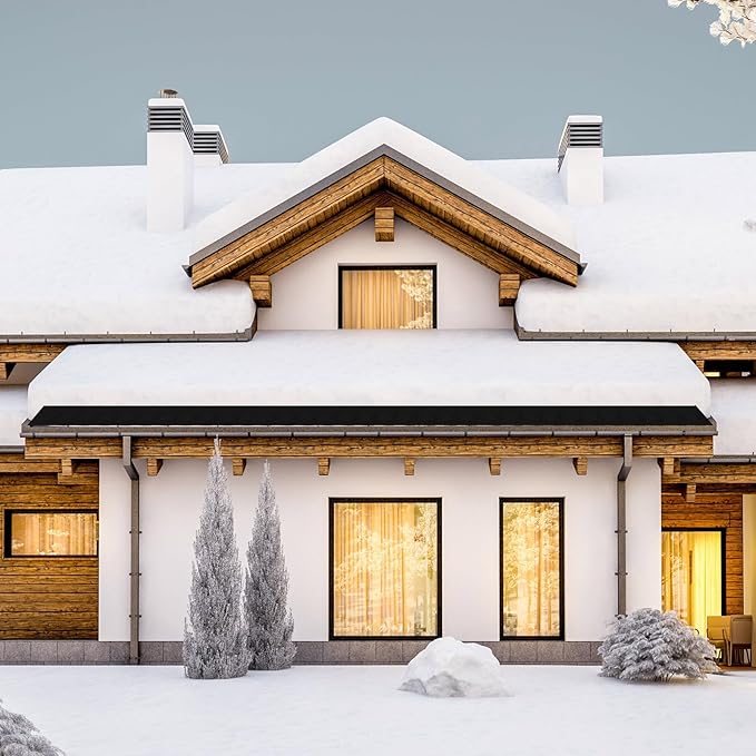 Baquler 1 Piece 25 ft Snow and Ice Melting Mats Roof and Valley Heater Ice Dam Prevention Heated Outdoor Mats Electric Snow Melting Mats for Winter Snow Removal