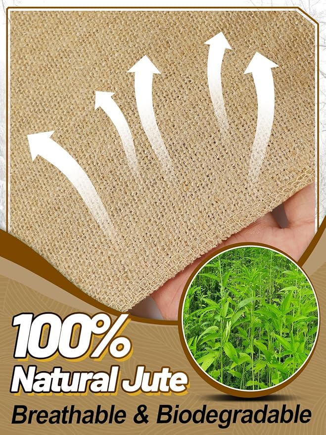 ANPHSIN Natural Jute Burlap Tree Wraps for Winter Protection - 4.7in × 16.4ft Burlap Rolls, Tree Trunk Guard Wrap, Plants Antifreeze Bandage to Protect Bark & Keep Plants Warm, 2 Rolls