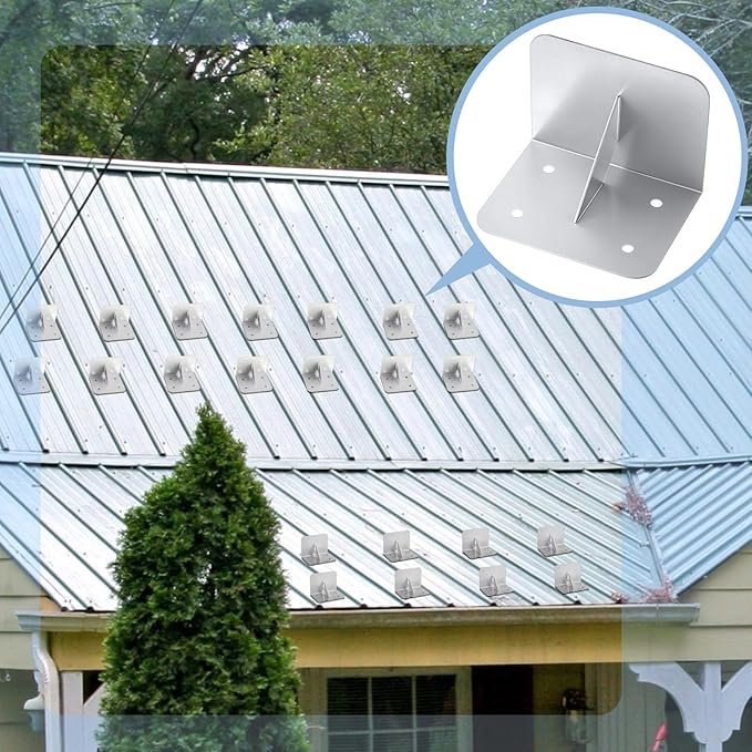 Taiyin 25 Pcs Snow Guards Stainless Steel Roofs Snow Stops 4 x 3 x 3 Inch Metal Prevent Ice Sliding Stop Buildup for Metal Roofs Steel Roof Winter Supplies, No Screws or Adhesives Included