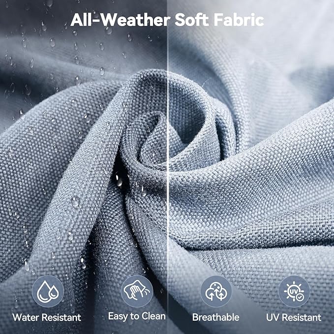 Luxury 6" Outdoor Cushions for Patio Furniture, 24x24x6 Thick Seat Cushion Set of 7, Fade Resistant Couch Chair Replacement Cushions High Density Wicker Chair Cushion w/Removable Cover Baby Blue