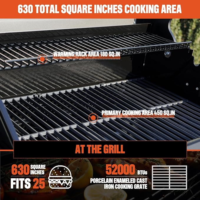 Monument Grills 4+1 Outdoor Barbecue Stainless Steel 4 Burners & 1 Side Burner Propane Gas Grill, 52,000 BTU Patio Garden Barbecue Grill with Knob Controls, Mesa425, Black