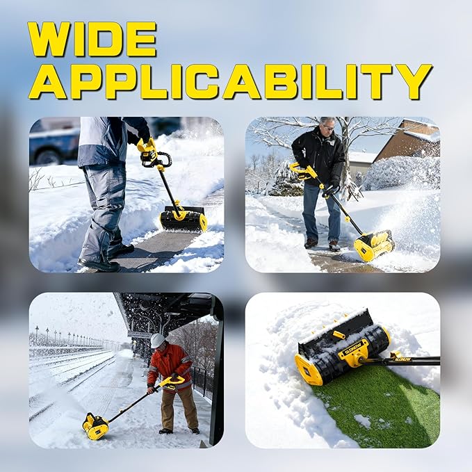 Cordless Snow Shovel, 20V Electric Snow Blower Compatible with De-Wait(No Battery), 13.5 Inch Cordless Snow Removal Shovel with Directional Plate - Yellow