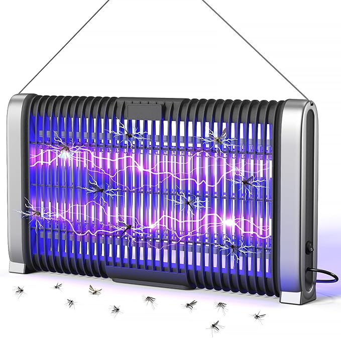 LED Bug Zapper Indoor,Electric Indoor Fly Zapper- 10 Years Lifespan Lamp-Fly,Mosquito Killer and Repellent - Lightweight, Powerful 3000V Grid, Includes Hooks String Brush and Manual (Black)