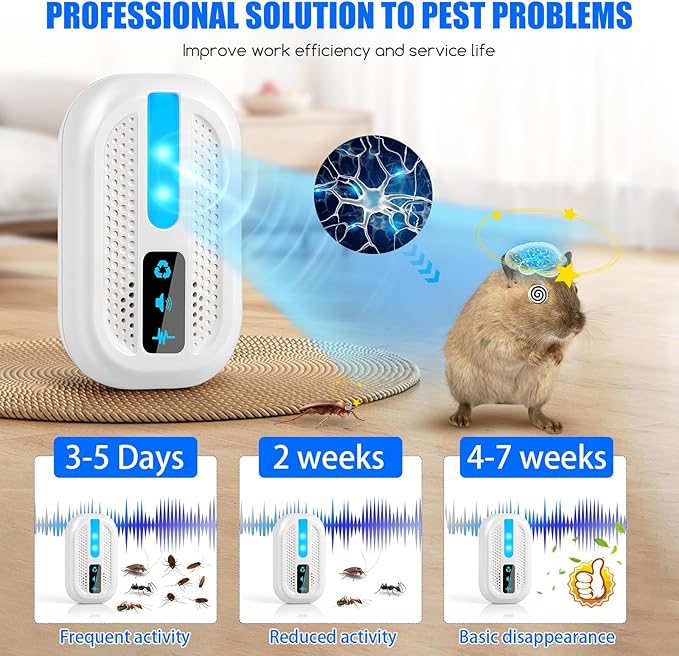 6 Packs Upgraded Ultrasonic Pest Repeller Indoor- Ultrasonic Mouse Repeller Rodent Repellent Ultrasonic Plug in Ant Repellent for Roach, Bugs, Mice, Spider, Electronic Rodent Repellent Devices