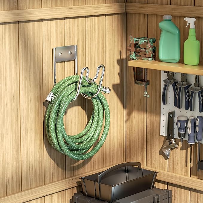 Stainless Steel Garden Hose Holder - Silver SS304 Water Hose Holder - Wall Mounted Hose Hanger Heavy Duty for Water Hose Extension Cords Vacuum Hose, Anti-Rust.