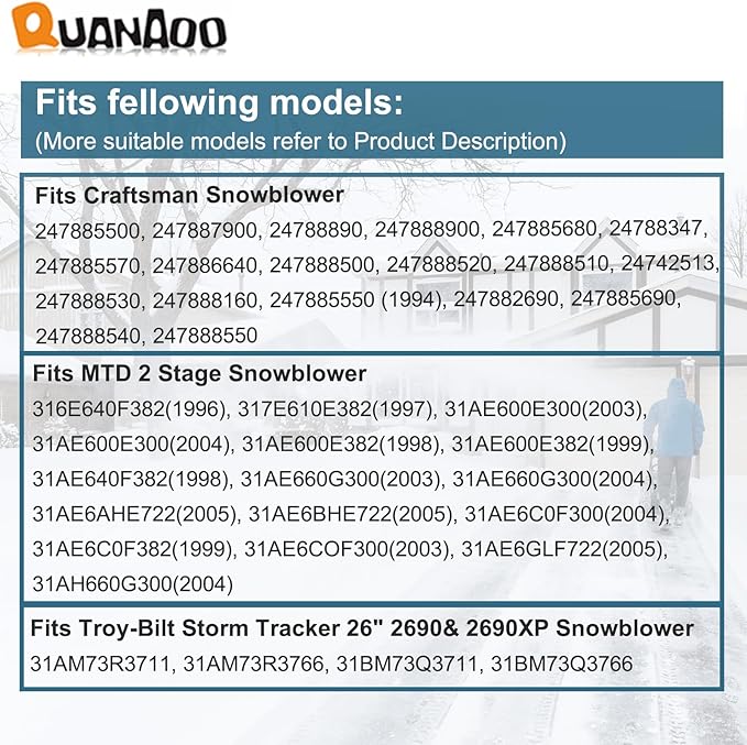 Auger Control Cable 946-0897 for MTD Craftsman Yard Machines Troy-Bilt Yard Man Snow Throwers fits MTD Built 2 Stage Snowblower Replace 746-0897 746-0897A 946-0897A Auger Clutch Cable