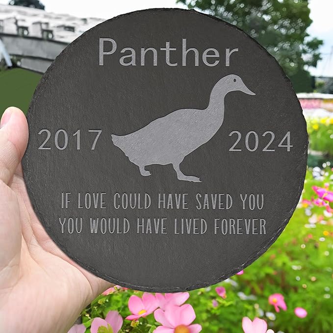 Duck Memorial Stone Duck Garden Statue - Duck Memorial Gifts - Duck Tombstone - Duck Loss Gift - Loss of Pet Duck - Round