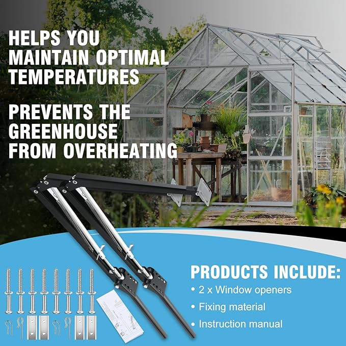 CHANGE MOORE Auto Vent Opener Automatic Greenhouse 2Pack Window Opener Roof Vent Opener Auto Vent Kit Sensitive Gardening Tools Automatic Greenhouses Supplies (Single Spring Up to 33lbs)