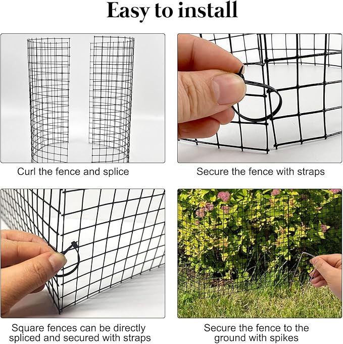 10 Pack Plant Protector from Animals, 12'' x 12'' Square Metal Plant Cages Wire Plant Protectors 40pcs Metal Mesh to Keep Animals Out, Garden Protection Bunny Barricades for Garden Flowers Vegetables