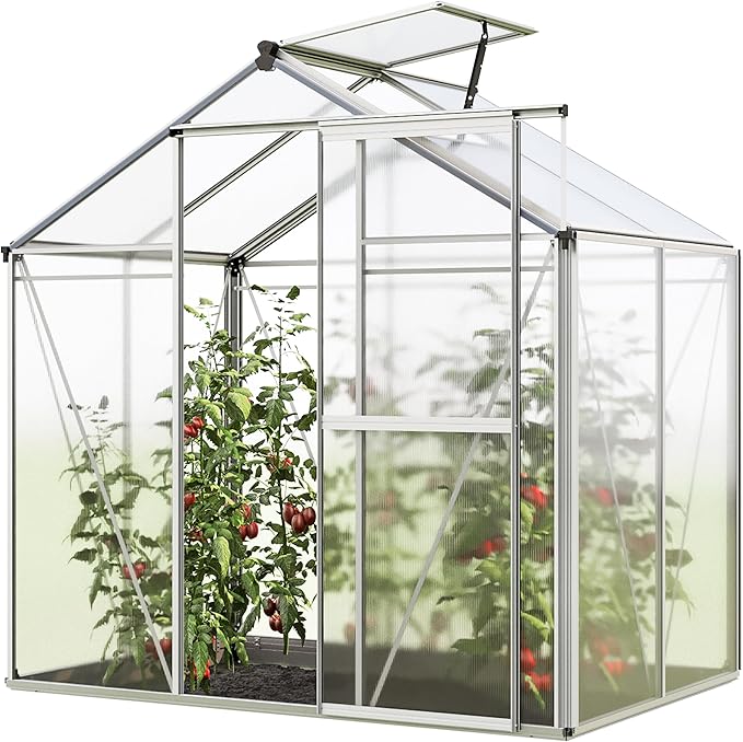 Greenhouse Jasmin 2 Aluminum Frame - 6.3 x 4.3 ft Approx. 6 mm Polycarbonate Panels