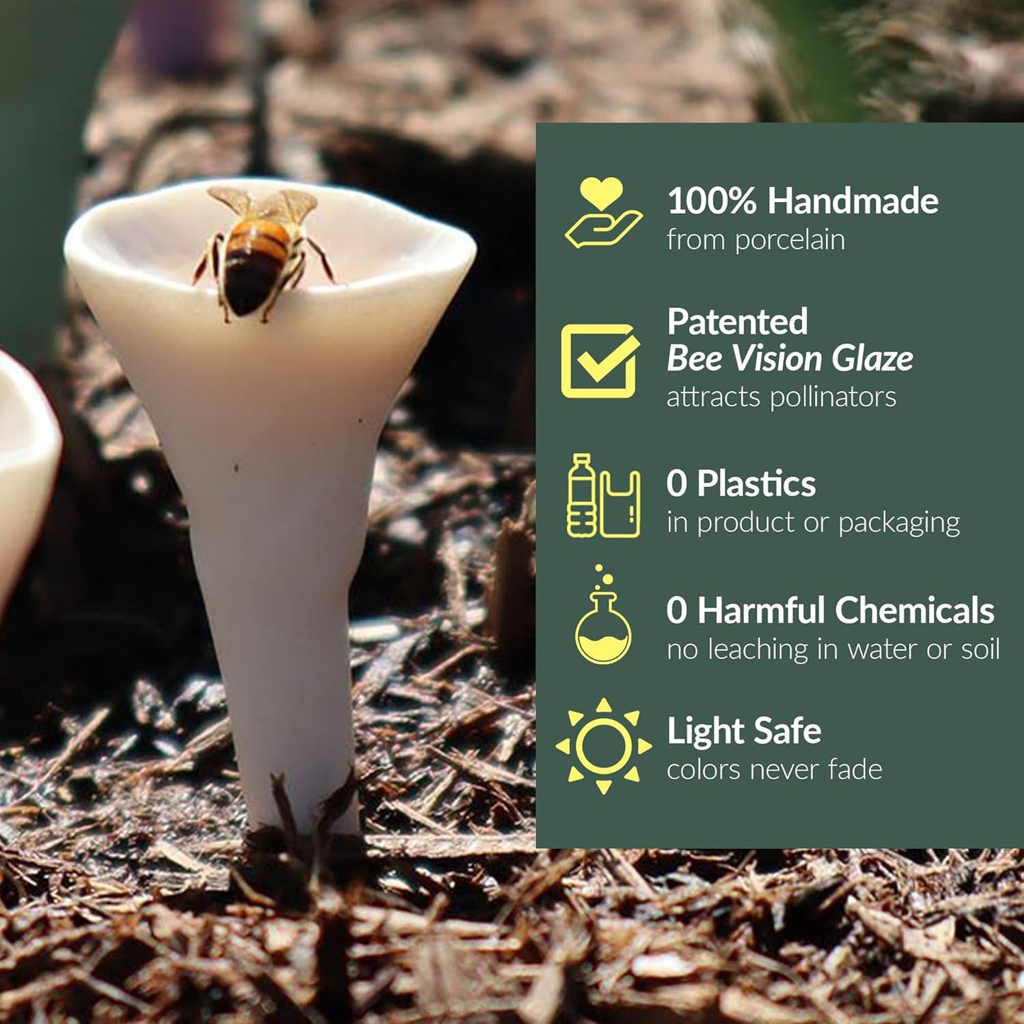 3 Pack, Bee Watering Station, Butterfly Feeder, Bee Feeder, Garden Decor, Bee Decor, Outdoor Garden Decor, for Thirsty Pollinators, Plastic Free, Handmade from Porcelain (3, Pastel Variety)