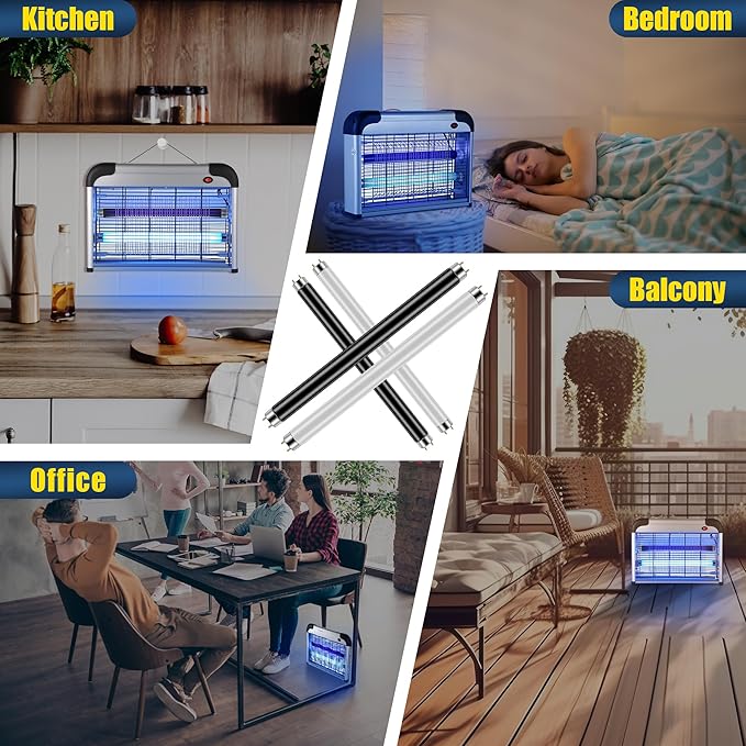 Qualirey T8 Bug Zapper Replacement Bulbs, 10W Bug Zapper Light Bulb for 20W Electronic Bug Zapper, Effectively Attracts Most Flying Bugs 13 Inch Mosquito Light Bulb for Indoor Outdoor (4 Pack)