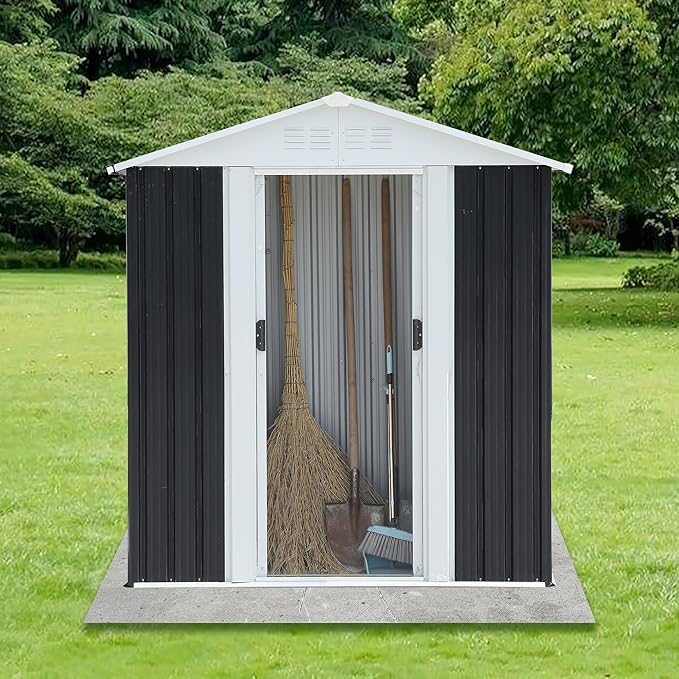 Ball & Cast 5x3FT Outdoor Storage Shed with Punched Vents,Heavy Duty Metal Sheds with Sliding Doors & Padlock,Waterproof Tool Sheds for Garden,Backyard,Lawn,Easy to Assemble,Grey