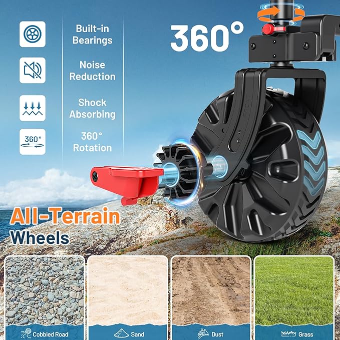 Timber Ridge 51.2'' Extended Collapsible Wagon Cart with Brakes and Cargo Net, Heavy Duty Foldable Utility Wagon with Adjustable Handle, 400L Capacity Portable Cart for Camping Sports Shopping