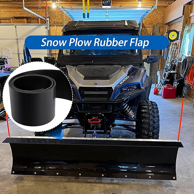 RunNico Universal Snow Plow Blade Flap - 72”x 6”x 1/4” Rubber Snow Deflector with 11 Sets Mounting Hardware - Snowplow Rubber Plow Deflector Attachments,Suitable for 48”-72” Blades