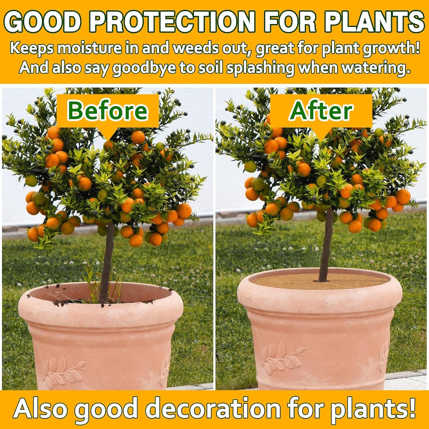 ZeeDix 3 Pack 24 Inch Coconut Fiber Tree Mulch Ring, 100% Natural Coco Coir Tree Ring Mulch Mat, Coconut Coir Discs Plant Cover Tree Protectors Mats Mulch Rings for Landscaping Trees Outdoor Plants