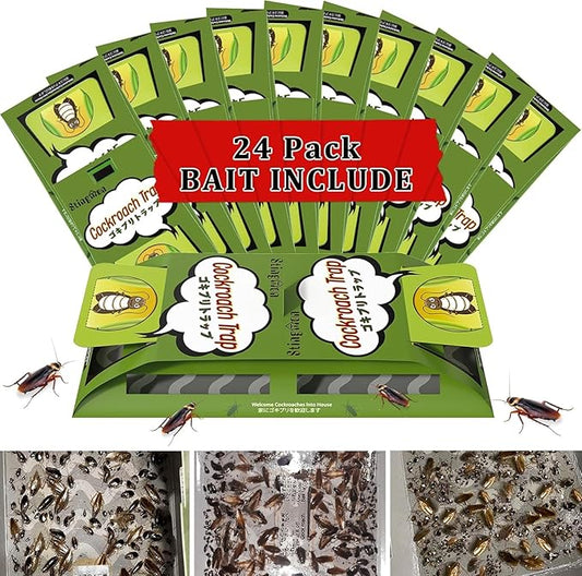 24 Pack Roach Traps Indoor, Sticky Traps for Cockroaches Indoor Home, Sticky Glue Roach Traps, Roach Bait Cockroach Trap for Roach Ants Spiders