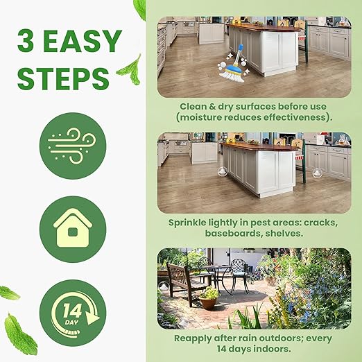 Diatomaceous Earth Food Grade & Peppermint Powder for Crawling Insect and Pest Control – 1 lb