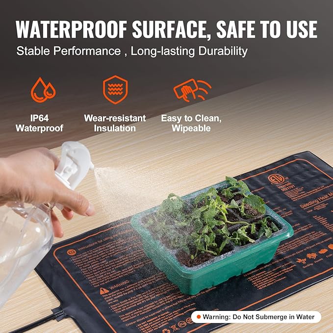 VEVOR 48"x 20.75" Seedling Heat Mat w/Digital Thermostat Combo Set,MET-Listed Heating Pad for Seed Starting, Waterproof Seed Mats for Germination, Indoor Gardening, Hydroponic, Greenhouse, 1 Pack