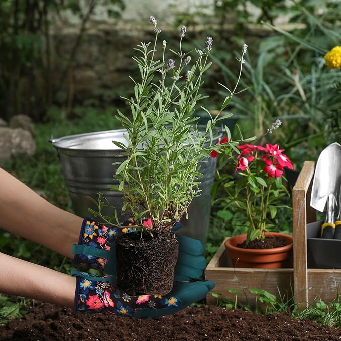 Bamllum Leather Gardening Gloves for Women - Working Gloves for Weeding, Digging, Planting, Raking and Pruning