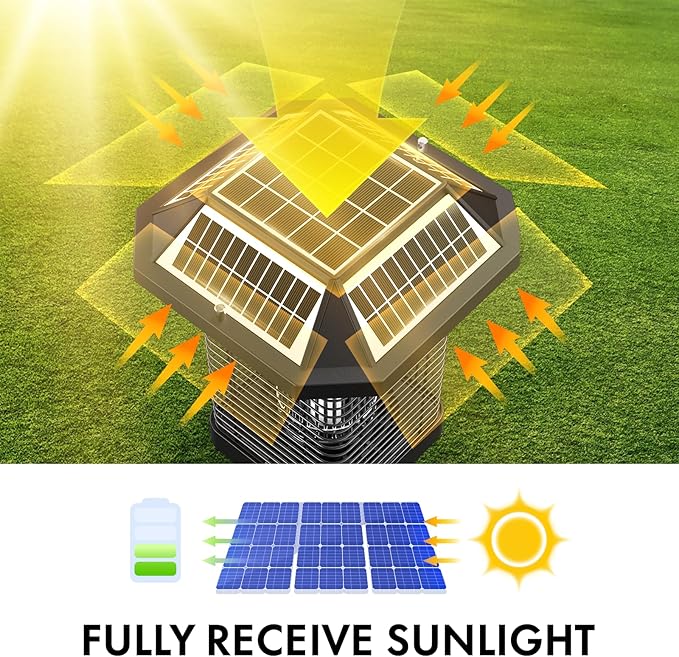 LiBa Solar Bug Zapper Outdoor, 2 in 1 Mosquito Zapper Cordless & Rechargeable, Solar Insect Killer Lamp, 3500V Mosquito Catcher Decor Light for Patio Garden Backyard