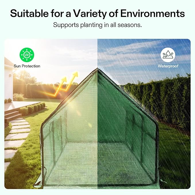 VIVOSUN Portable Mini Greenhouse 94.5x36x36-Inch Tunnels, PE Cover with Roll-up Zipper Door, for Indoor Outdoor or Garden Plant Growing