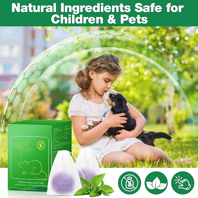 24 Pcs Skunk & Mouse Repellent Outdoor, Natural Peppermint Rodent Deterrent for Mouse, Mice, Skunk, Raccoon, Keep Skunk Away from House, Motor Campers, Attic, Humans & Pets Safe
