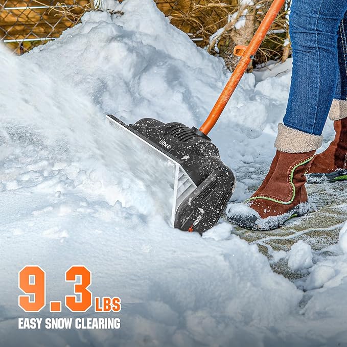 Litheli Cordless Electric Snow Shovel, 20V 12-Inch Snow Thrower with Adjustable Auxiliary Handle, Battery Powered Snow Blower, 4.0Ah Battery Included ﻿