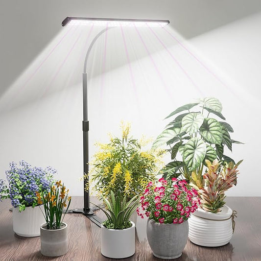 Super-Bright Plant Grow Light, 6000K 108LEDs Full Spectrum Plant Lamp with Timer 4/8/12Hrs & Height Extendable for Home Office Desktop Indoor Plants, 12V 3A High Power Output for Faster Growth