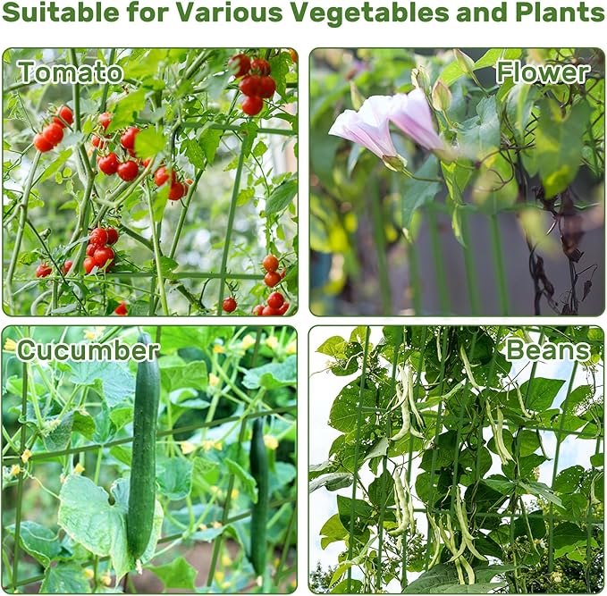 DOEWORKS Cucumber Trellis, 48" High Foldable A Frame Garden Trellis, 2 Pack, Plant Support for Climbing Cucumber, Beans, Tomatoes, Flowers, Green