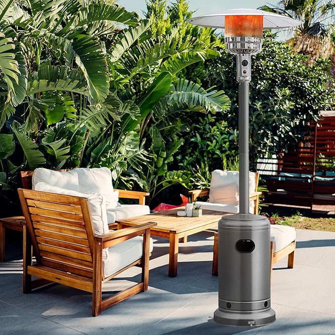 Giantex 50,000 BTU Propane Patio Heater for Outdoor Use, Heat Lamp With Wheels, Trip-over Protection & CSA Certified for Commercial and Household (Grey)