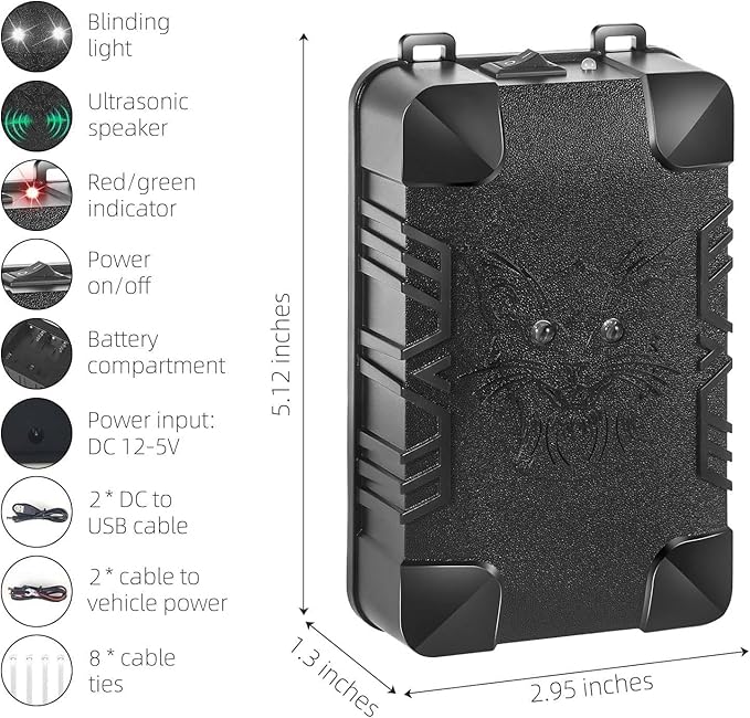 4Pack Rodent Mouse Repellent for Car Engines, Rat Mice Deterrent for Cars with Strobe Light, Under Hood Plug-in Battery Operated Car Mouse Repellent, Keep Squirrel Out of Trucks, Attic, Garage, Barn