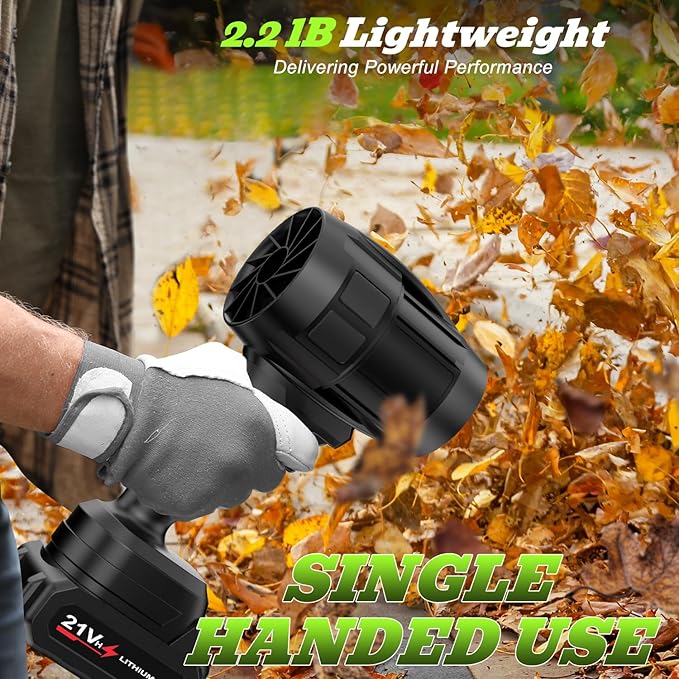 Leaf Blower Cordless with Battery, Turbo Jet Blower, 55000RPM Handheld Leaf Blower 2 X 4.0Ah Batteries for Lawn Care, Patio, Blowing Leaves, Snow Blowing (Black-001)