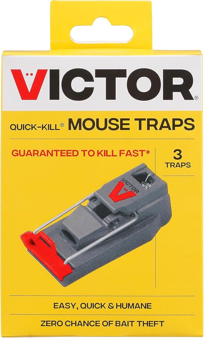 Victor M140-3B Quick-Kill Mouse Traps Indoor for Home - 3 Reusable Mouse Traps