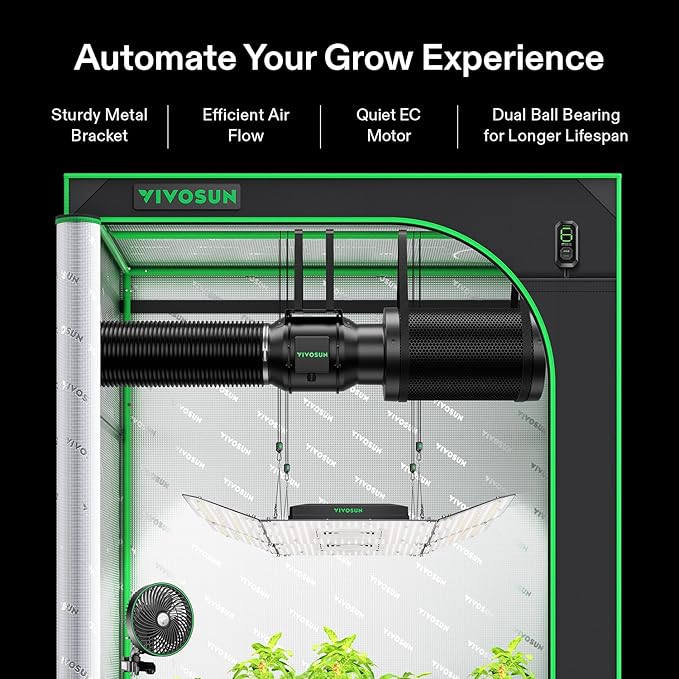 VIVOSUN Smart Air Filtration G6 Kit 6", AeroZesh G6 Inline Duct Fan with E12 Speed Controller, Carbon Filter & 8' Ducting, Cooling & Ventilation System for Grow Tents, Indoor Gardening, Hydroponics