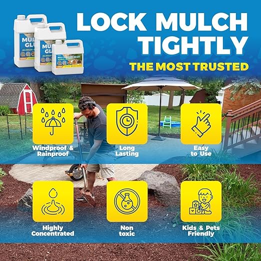 Make 219oz Rock Glue for Landscaping, Concentrated Mulch Glue, Gravel Binder for Pea Gravel, Bark, Waterproof Clear Outdoor Mulch Anchor, Stone Stabilizer for Paths, Patios, Driveways & Garden Border