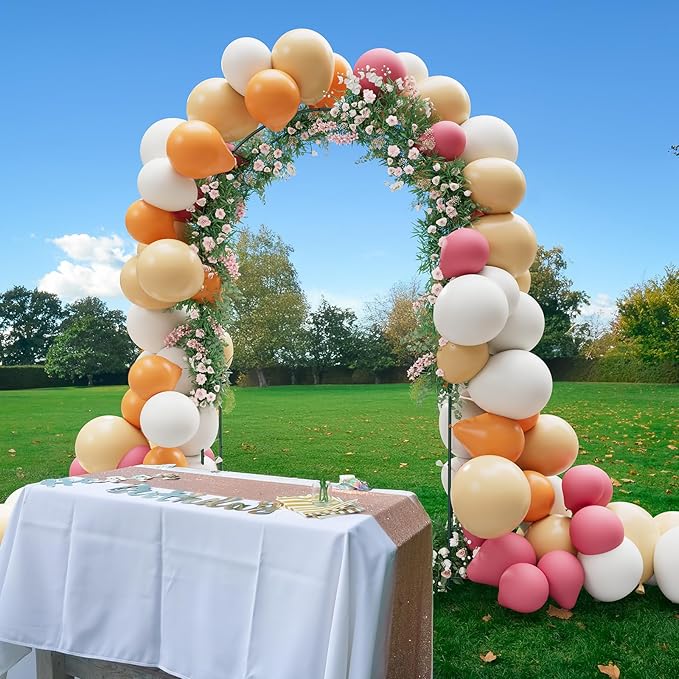 8.2Ft Garden Arch Trellis with Planter Boxes for Climbing Plants Outdoor, Metal Wedding Arch Frame for Ceremony, Pumpkin Archway Garden Arbors and Arches for Christmas Bridal Party Decoration(Green)