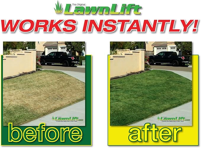LawnLift 1-gallon ready to use grass paint, shake and spray pro with electric sprayer wand. No more messy mixing. Instantly transform your lawn.