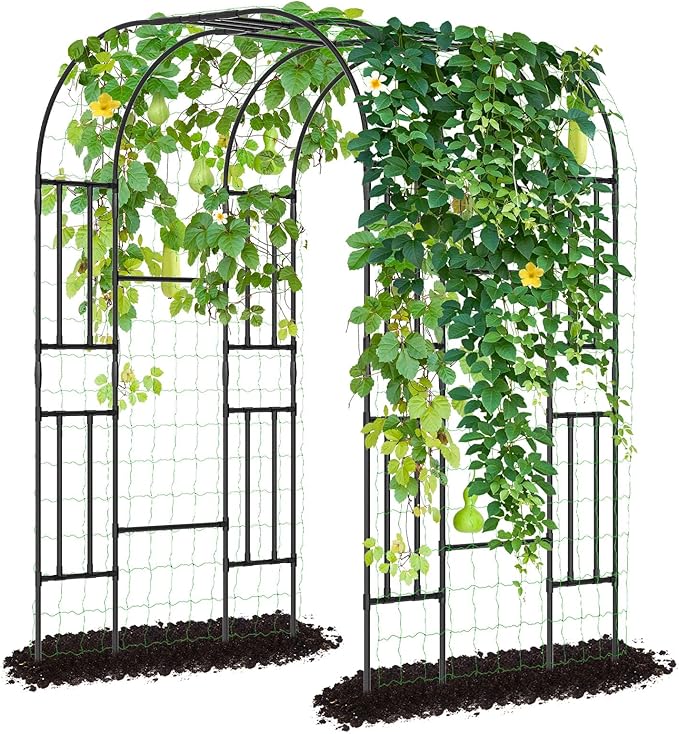 DoCred Large Tall Garden Arch Trellis for Climbing Plants Outdoor, 87in Tall Metal Garden Arbor Wedding Arches for Lawn, Party, Backyard Decoration
