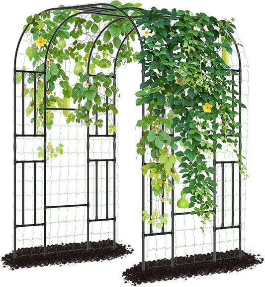 DoCred Large Tall Garden Arch Trellis for Climbing Plants Outdoor, 87in Tall Metal Garden Arbor Wedding Arches for Lawn, Party, Backyard Decoration