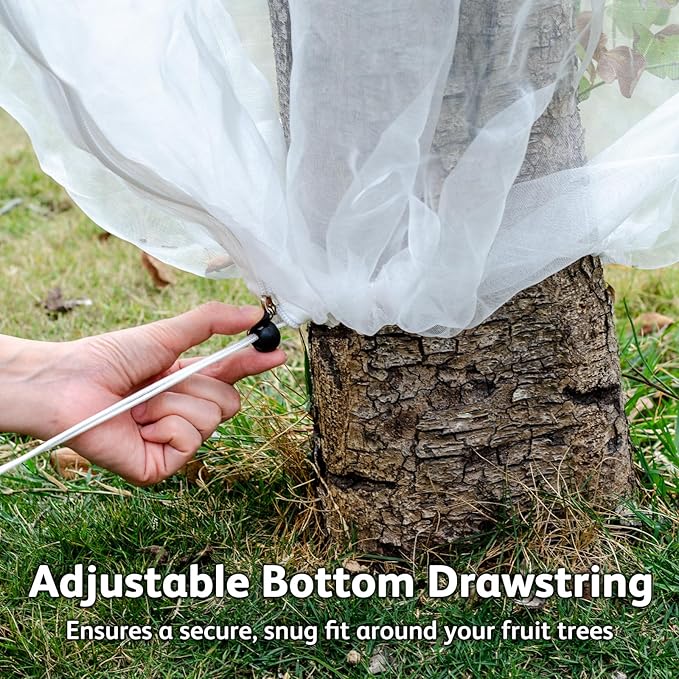 JOJOLEE Garden Blueberry Bush Netting Cover, 2Pcs 5.9 x 5.9FT Insect Bird Nettings with Zipper and Drawstring, Protective Plant Cover Mesh Net Bags for Fruit Trees, Tomatoes, Flowers