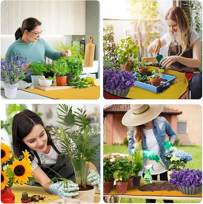 39" x 31" Thickened Repotting Mat for Plant Transplanting and Potting Soil Mess Control Waterproof Tray, Succulent Pots Portable Gardening Mat, Protect Nail Gloves, Best Gifts for Gardeners