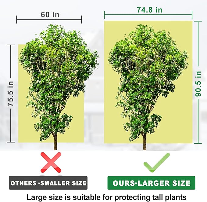 Plant Covers Freeze Protection with Zipper Drawstring, 74.8"X 90.5" Fig Tree Covers for Winter Cold Weather Large Frost Blankets for Outdoor Plants Shrub Trees Jacket Covers Bags for Winter