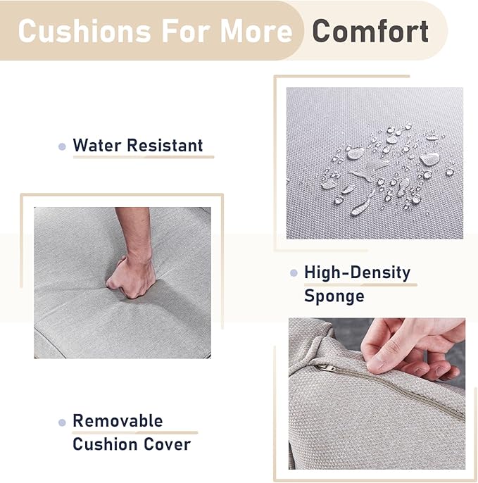 4 Piece Patio Furniture-with 50,000 BTU Gas Propane Fire Pit Table Outdoor Patio Furniture with Swivel Rocker Chairs,Outdoor Couch