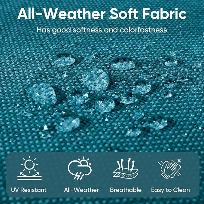 Outdoor Chair Cushions for Patio Furniture - 1 Pack Outside High Back Thick Water-Resistant Cushion 22x24 with Zipper Cover for Wicker Glider Rocking Chairs Loveseat Couch – Peacock Green/Buckle