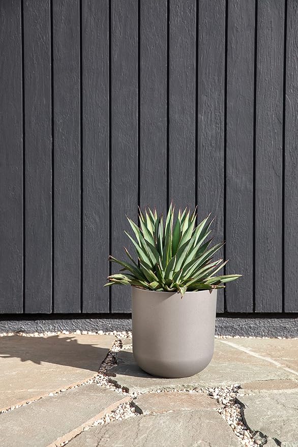 Veradek Round Lima Plastic Planter Pots for Indoor/Outdoor Garden Use, Gray, Suitable for Small to Large Succulent Plants, Flowers, Modern Interior Plants