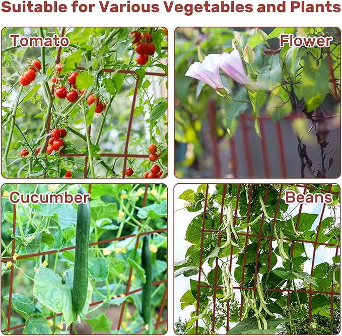 DOEWORKS Cucumber Trellis, 48" High Foldable A Frame Garden Trellis, 2 Pack, Plant Support for Climbing Cucumber, Beans, Tomatoes, Flowers, Red