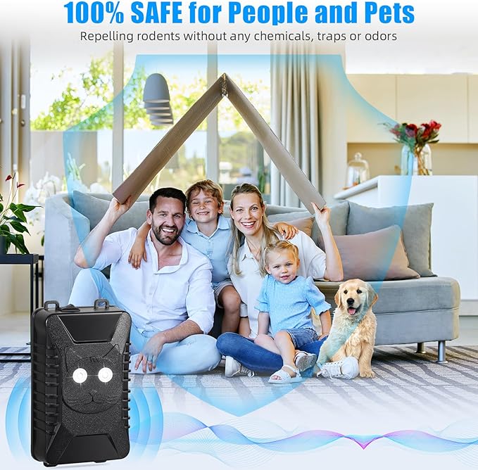 4 Pack Rodent Repellent for Car Engines, Plug-in Rodent Repeller Ultrasonic Indoor, Battery Operated Car Mouse Repellent Under Hood, Keep Mice Rat Squirrel Out of Car, Attic, Garage, Barn