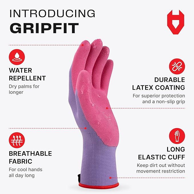 NoCry Premium Women's Gardening Gloves with Strong Non-Slip Grip - 100% Breathable, Superior Dexterity - Eco Friendly Garden Gloves for Women