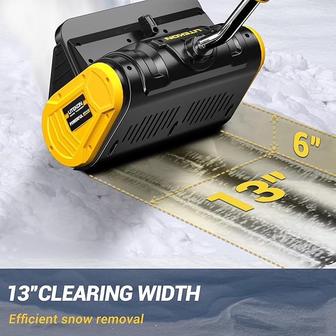 40V Brushless Cordless Snow Shovel, 13-Inch Electric Snow Blower with 2X 4.0Ah Batteries & Charger, Battery-Powered Snow Removal with 16.5FT Throw Distance for Patio, Deck, Driveway,Yellow